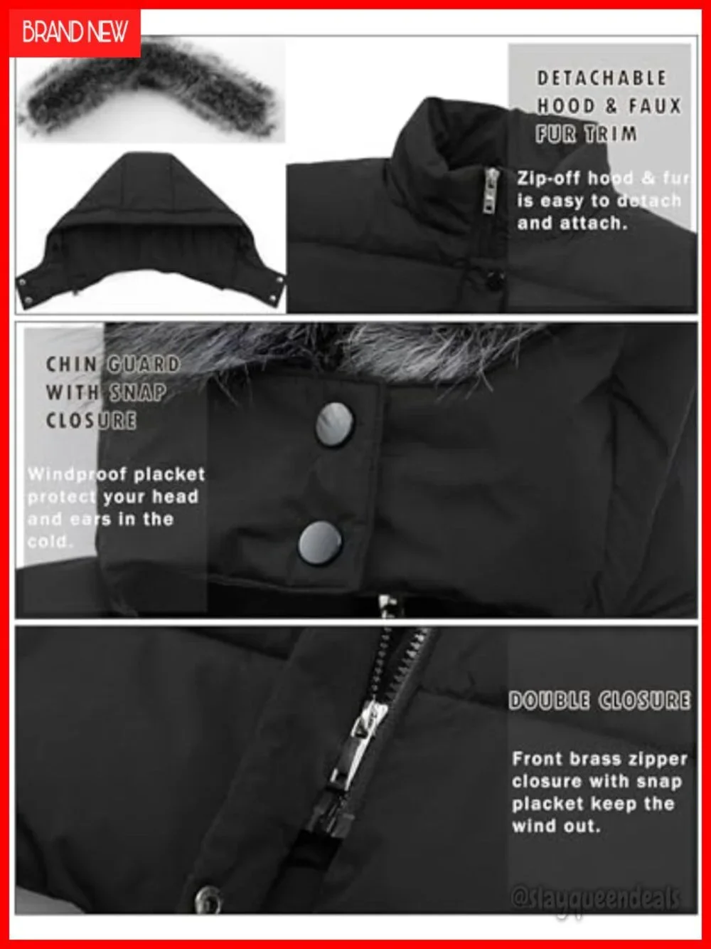 Women's Winter Thicken Puffer Coat with Removable Hood